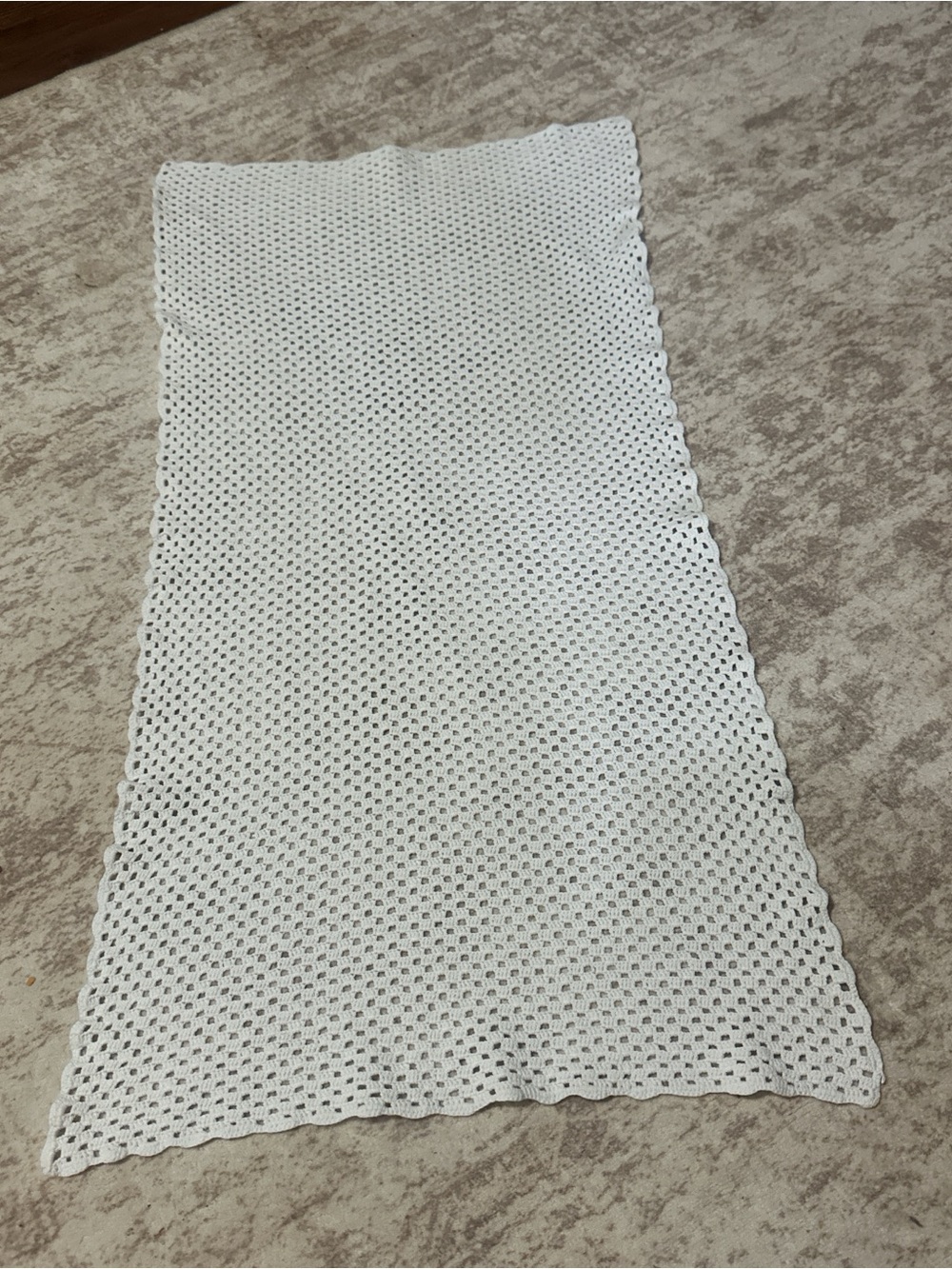 Handmade White Crochet Throw Blanket - Soft Home Accent